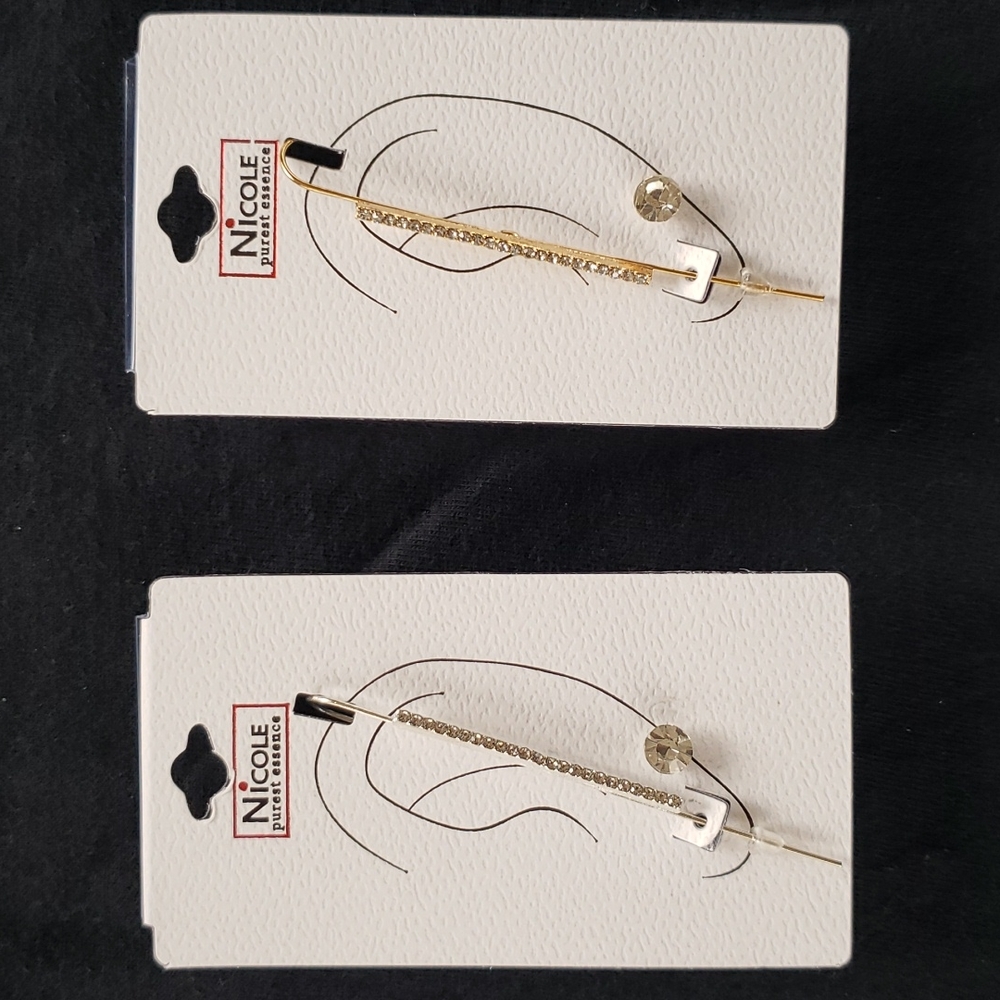 🥳3/20🥳 1 Ear Cuff with Rhinestones & Stud Earring - New in Package - Picture 2 of 9